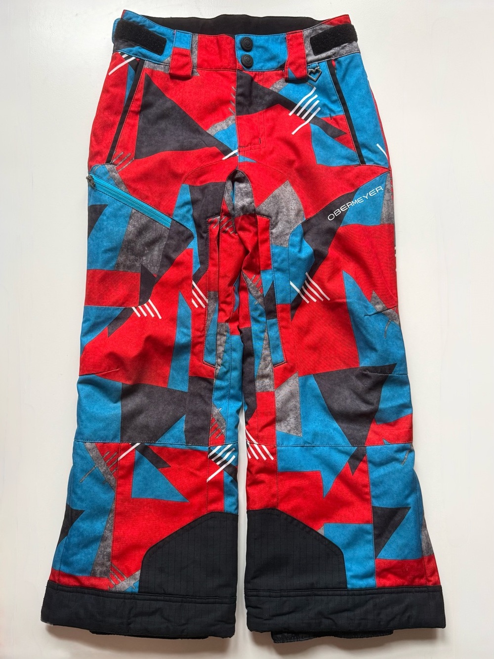 Obermeyer Kids Red, Blue & Black Retro Graphic Print Ski Pants - Size Teen S (8)